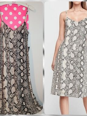 Express Snake Print Midi Slip Dress in Black and Cream Size XXS